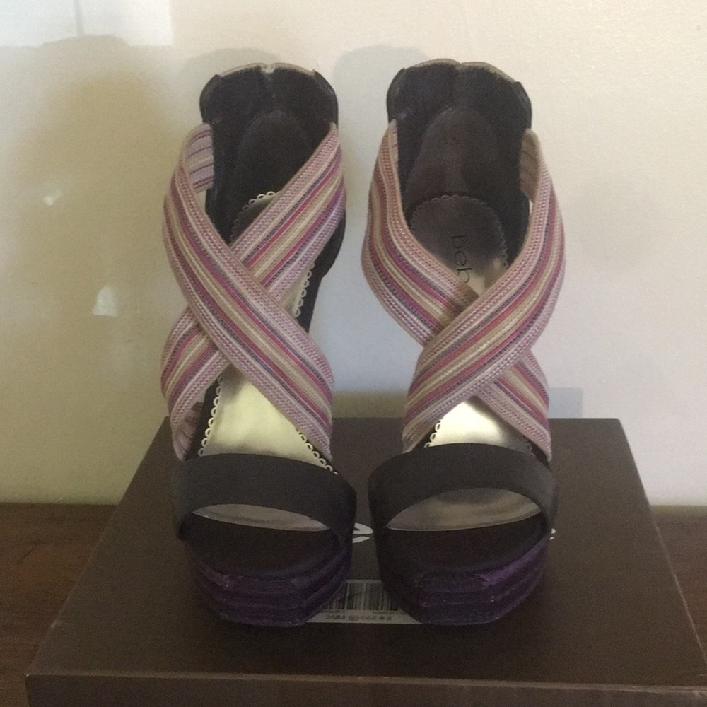 2B Bebe Multicolor Striped Heels - Picture 2 of 5